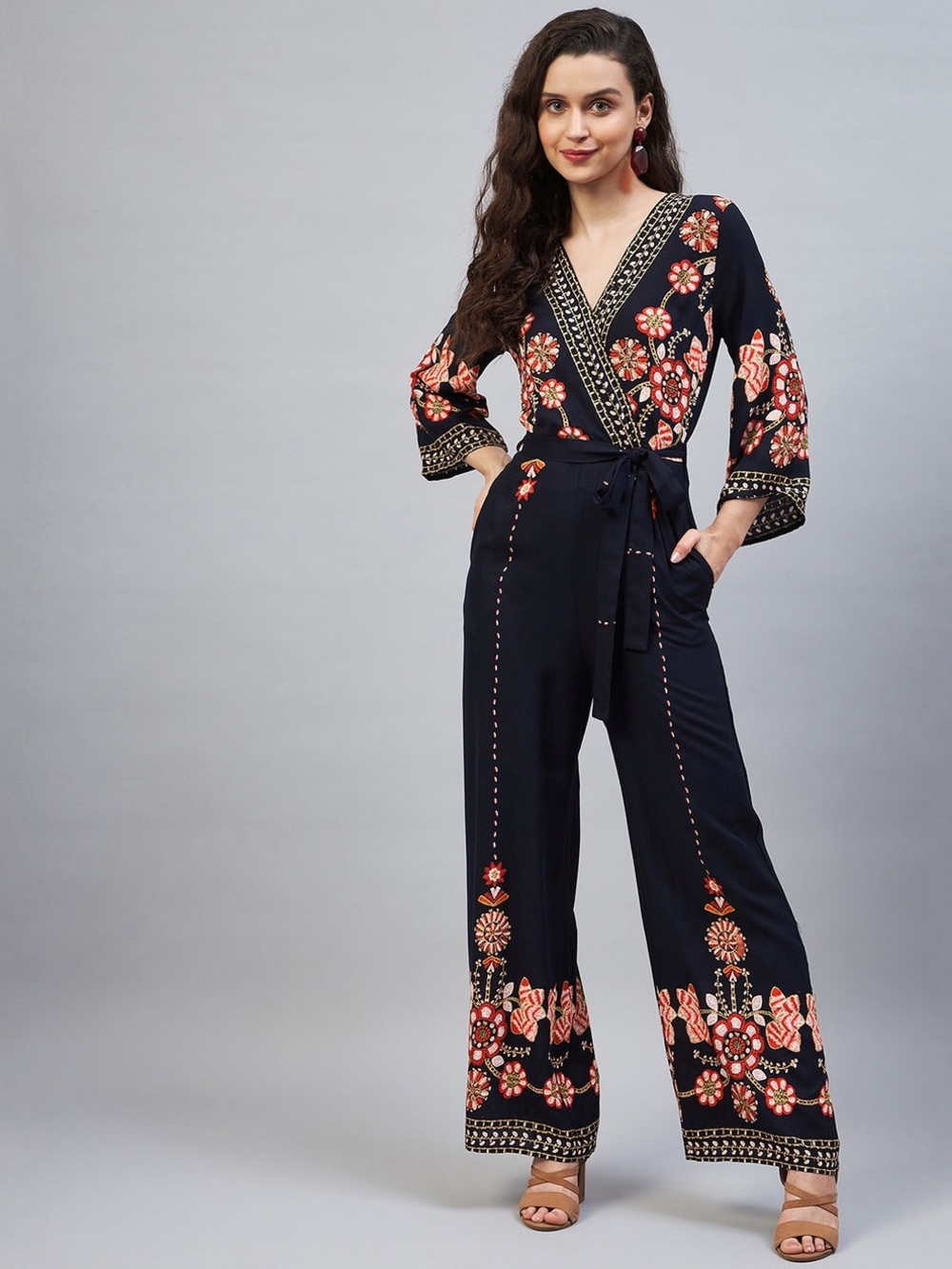 Women's navy Blue  Floral Jumpsuit